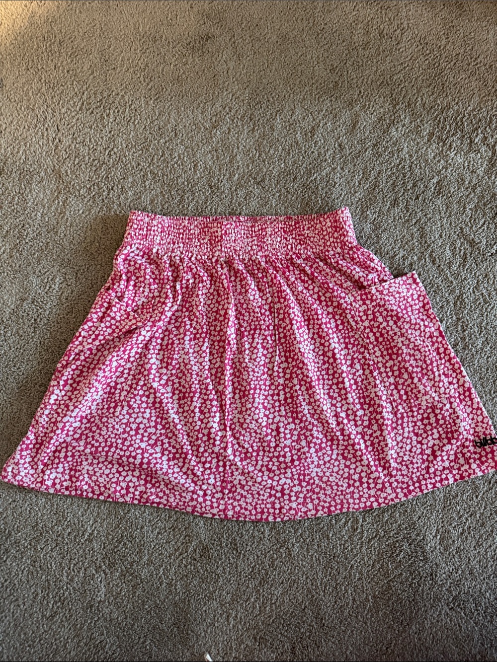 Billabong Pink Floral Print Elastic Waist Skirt